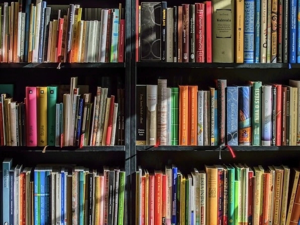 A bookshelf full of books.