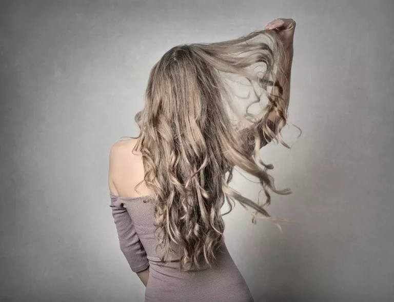 A woman with beautiful, long hair.