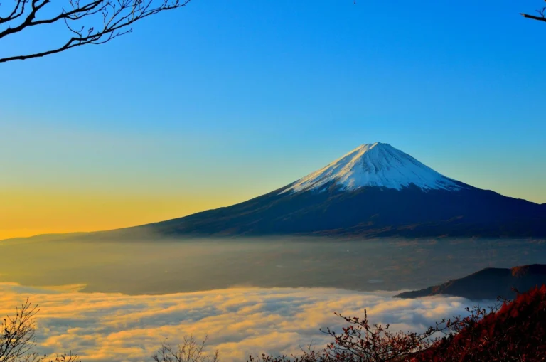 Mount Fuji at sunrise.